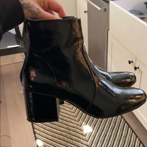 Asos size 8 healed boots black patent leather